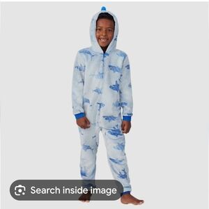 Saint Eve kids soft plush onesie blanket sleeper shark blue S 7/8